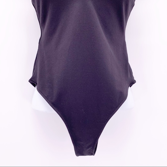 Zara Black V-Neck Bodysuit Leotard Size Medium - Picture 3 of 6
